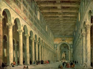 Interiør i kirken San Paolo Fuori le Mura, Roma, 1750